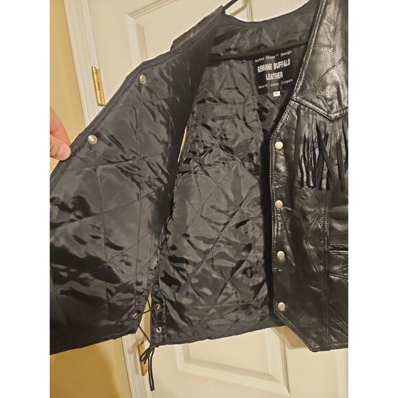 NWT GIOVANNI NAVARRE Genuine Leather Vest Size XXXL 3XL Black Button Up Tassels - Picture 12 of 13